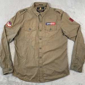 Superdry Hombre Camisa 2XL Marrón Edición Militar Sobrecamisa Utility Army Delta Combat - Imagen 1 de 14