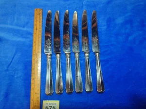 Set 6 Sheffield Table Knives Hanoverian Rattail Pattern Stainless Blade :878 - Picture 1 of 10