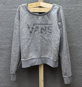 VANS Sudadera Mujer M Recortada Gris Polar Manga Larga Cuello Redondo Pullover - Imagen 1 de 7