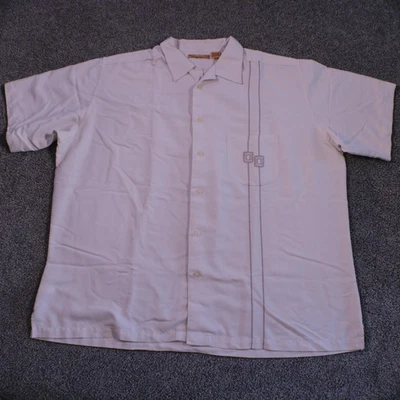 Camisa Havanera Co Para Hombres 2XLT Crema Guayabera Campamento Manga Corta Bordada Cubana Foto 1 de 4