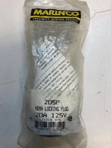 MARINCO 205P VERRIEGELUNGSSTECKER, L5-20, 20A, 125V, SCHWARZ/WEISS - Bild 1 von 1