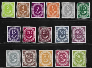 ALEMANIA 1951 POST BOCINAS SET COMPLETO DEFINITIVO MICHEL#123-138 POST NUEVO MNH - Imagen 1 de 2