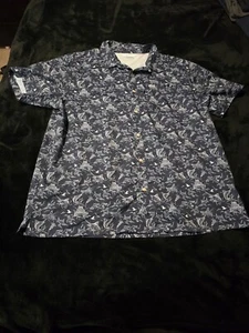 Columbia PFG Vented Fishing Short Sleeve Button Up Shirt Men’s XL  Blue Fish - Picture 1 of 6
