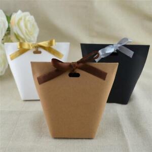 DIY Kraft Paper Box Wedding Birthday Party Retro Gift Bag With Ribbon Bow