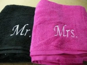 Handtuchset Hochzeit Herr und Frau Braut und Bräutigam personalisiert Geschenk - Bild 1 von 3