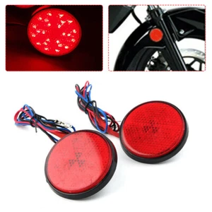 2 PIEZAS LED Reflector Motocicleta Freno Trasero Señal de Giro Luz Rojo Marcador Redondo - Imagen 1 de 6