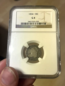 1834 Capped Bust Dime NGC G4 – Early U.S. 10C – Certified Historic Circulated Co - Picture 1 of 2
