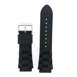 Waterproof Silicone Rubber Watch Band Sport Black 20mm, 22mm, 24mm Link Design - Picture 1 of 3