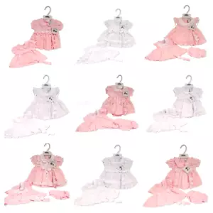 Baby Girls Spanish Romany Lace Dress Pants & Headband Set ~ White Pink ~ abg - Picture 1 of 31