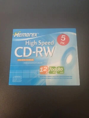 MEMOREX High Speed CD-RW 5 Pack New Sealed 700mb 80 Minute 12x  - Image 1 of 2