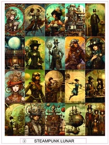 STEAMPUNK LUNAR - COMPLETE SHEET OF 25 STICKERS - Picture 1 of 1