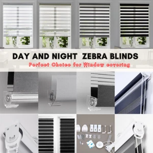 Day and Night Roller Blinds Duo Vision Zebra Blinds Up to 165cm x 210cm Drops UK - Picture 1 of 30