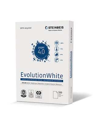 Steinbeis Evolution White 80g/m² DIN-A4 500 Blatt 100 Weiße 100 % Altpapier