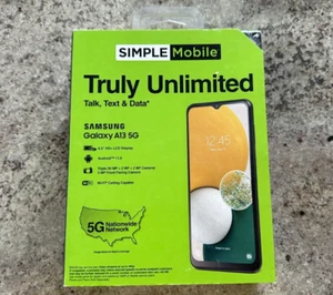Simple Mobile Samsung Galaxy A13 5G 64GB Black 6.5" Prepaid Smartphone Brand New - Afbeelding 1 van 7