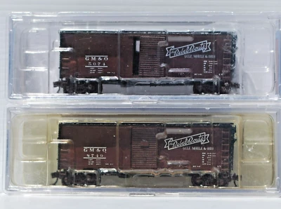 GM&O. N Scale. 2 x 40' Box Cars, SSD, Roof Walk. MTL Trucks. Intermountain. New. - Image 1 of 4