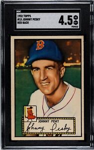 Vintage 1952 Topps Baseball #15 Johnny Pesky, Boston Red Sox. SGC 4.5 VG/EX+