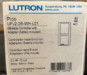 Lutron Pico UPJ2-2B-WH-L01 ~ Wireless Controller mit Adapter (Batterie enthalten) - Bild 1 von 2