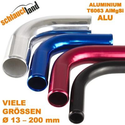 SCHLAUCHLAND CODO DE TUBO DE ALUMINIO 90° adaptador de tubo de aluminio manguera de silicona pulido ángulo motor LLK