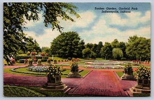 Postal de Indianápolis Indiana Sunken Garden Garfield Park - Imagen 1 de 2