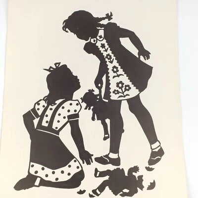 Impresión de póster de siluetas Gedge Harmon de colección de los años 50, muñecas y niñas intimidación 17x23 Foto 1 de 4