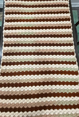 Vtg. Roseanne Bar Couch Throw~Brown Beige & Moss Green 38x60” Retro/Y2k/Cottage  - Image 1 of 4