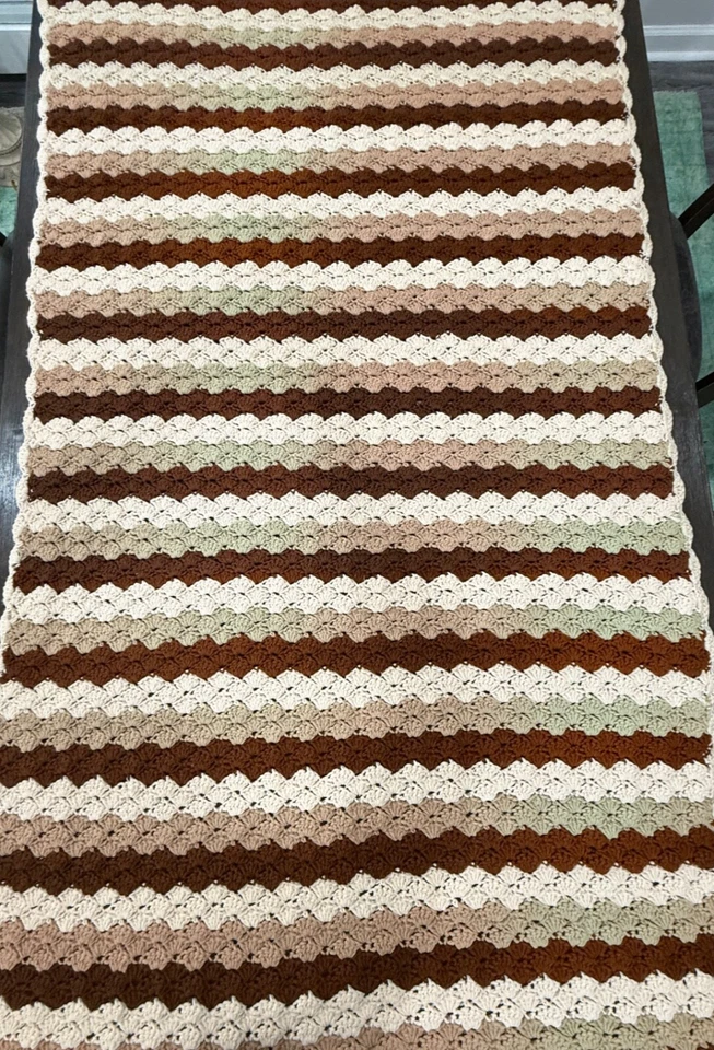 Vtg. Roseanne Bar Couch Throw~Brown Beige & Moss Green 38x60” Retro/Y2k/Cottage  - Image 1 of 4