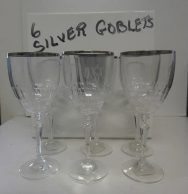 Nuevo juego de 6 copas de agua Regent Platinum VT042 borde plateado Mikasa nunca usadas Foto 1 de 4