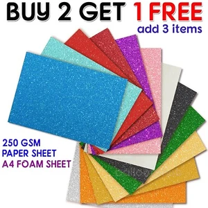 10 PCS A4 Glitter Premium Quality 12 Colours Arts Crafts foam Sheets uk - Picture 1 of 13