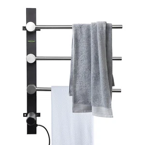 3-Bar Towel Warmer Rack Wall Mounted Heated Towel Rack for Bathroom Grey - Picture 1 of 10