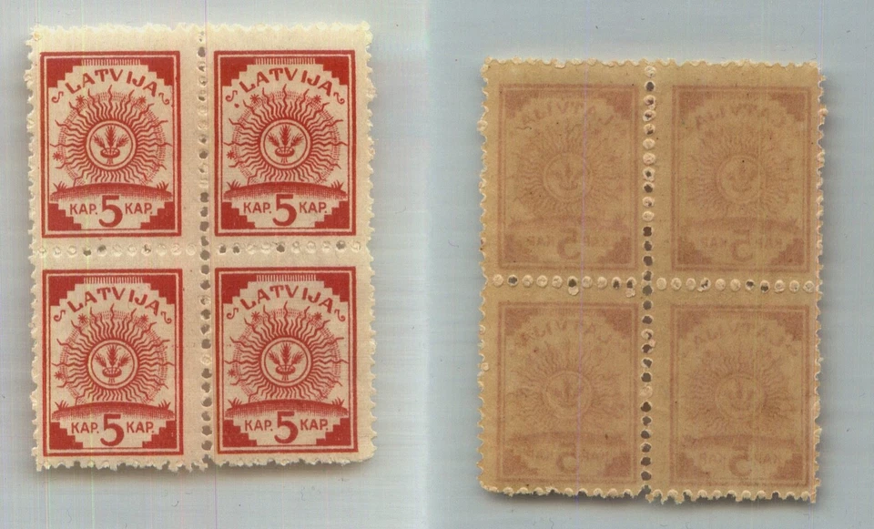 Latvia 🇱🇻 1918 SC 1 MNH block of 4 map. rtc1498 - Image 1 of 1