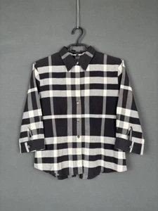 Burberry London Girls Shirt Top Size 14 Black Check Cotton Long Sleeve Button - Picture 1 of 7
