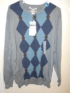 NEU edler Geoffrey Beene blau grau Argyle feine Stärke Herren Pullover BIG XXL 2X - Bild 1 von 10