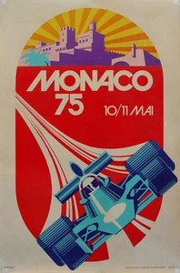 Estampado artístico de pared para casa - póster deportivo vintage - Gran Premio de Mónaco 1975 - A4 - Imagen 1 de 1