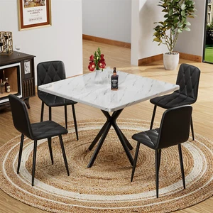 5 Piece Dining Table Set Square Dining Table w/ 4 Chair for Kitchen Dining Room - Picture 1 of 15