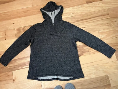 St Johns Bay Women's Hooded Tunic Sz XL Black & Metallic Long Sleeve - Image 1 of 4