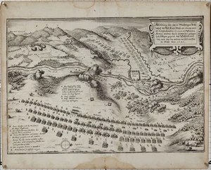 Merian: Schlacht + Belagerung Saalfeld 1640 Baner Piccolomini - Bild 1 von 2