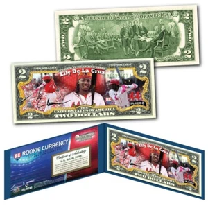 Elly De La Cruz Cincinnati Reds MLB Baseball Bucks ROOKIE Official Real $2 Bill - Picture 1 of 1