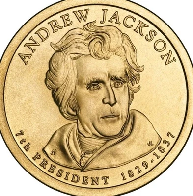 Moeda de ouro 7º presidente Andrew Jackson EUA - moeda de dólar - Imagem 1 de 2