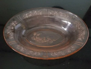 Vintage Rosa Oval Gemüseschale Federal Glas Sharon 9 1/2" Vertiefungsglas - Bild 1 von 12