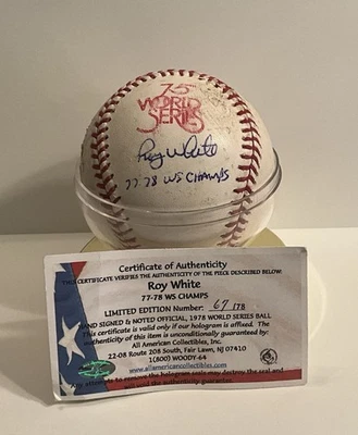 Roy White 75th World Series OMLB NY YANKEES. COA AMERICAN COLLECTABLES. 67/78. - Image 1 of 2