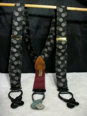 SUSPENSÓRIOS DE COURO PRETO/PRATA CÍRCULO SEDA E PRETO OSFA FRETE GRÁTIS - Imagem 1 de 4