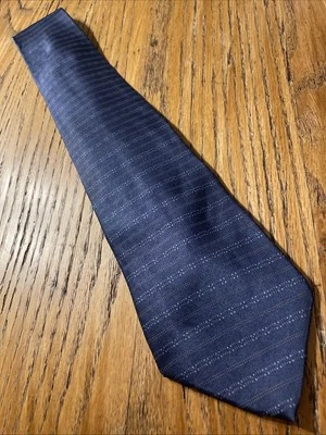 Corbata usada en excelente estado Zylos Gold George Machado seda rayas azul marino EE. UU. Foto 1 de 4
