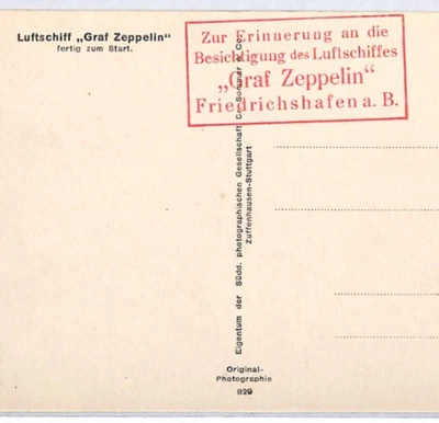 GRAF ZEPPELIN (LZ.127) Postcard RED CACHET Friedrichshafen Germany PZ224 - Image 1 of 4