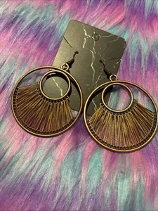 Colorful Copper Dangle Earrings. Unique, Party, Cute, Festive, Shiny, Halloween - Picture 1 of 5