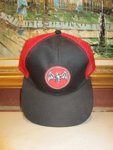 Bacardi Rum Red & Black Snapback Mesh Cap Hat Rubber Patch Logo NWOT - Picture 1 of 14