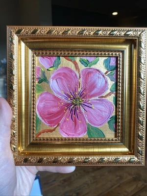 Flores, flor de almendro, pintura acrílica original sobre panel de lienzo, 4/4 enmarcado Foto 1 de 4