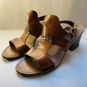 Barbara Barbieri Leather Heeled Sandals size 8 Made in Italy Brown - Picture 1 of 15