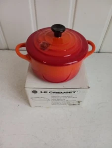 Le Creuset Mini Round Cocotte Volcanic Orange Red Boxed Casserole Pot CH - Picture 1 of 7