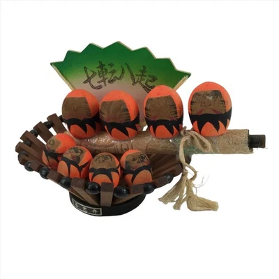 Muñeca Kokeshi Japonesa Madera Ocho Naranja Daruma De Colección Cesta Pergamino Arte Popular KF701 Foto 1 de 4