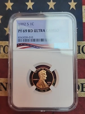 1992-S Lincoln Cent Graded PF69RD Ultra Cameo by NGC - Image 1 of 4